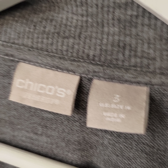 Chicos Grey Zip up Jacket sz 3 - Picture 3 of 6